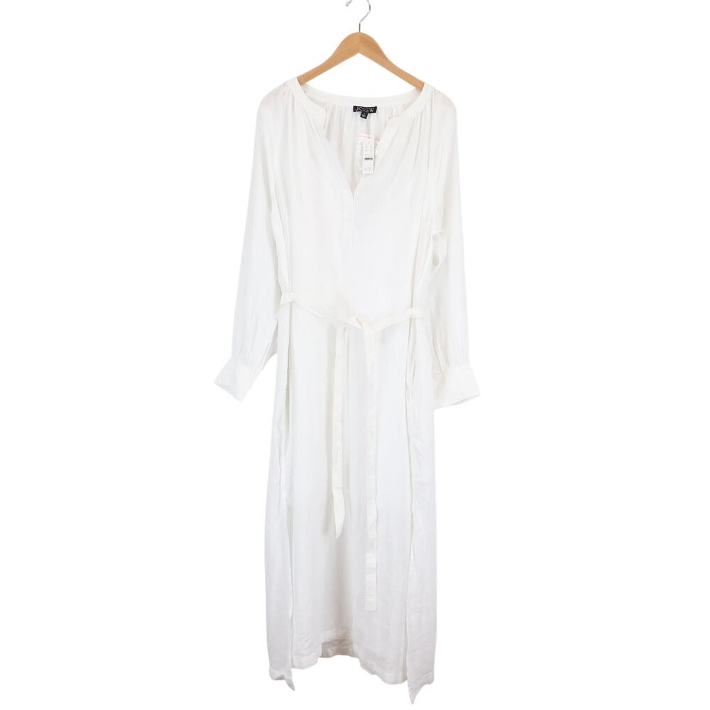 J.Crew Cabana Linen Tie Waist Maxi Dress White Size XL NWT - Picture 2 of 9